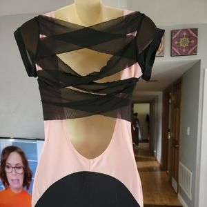 Bodycon stretchy black and light pink dress